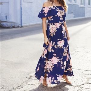 Floral off the shoulder maxi dress